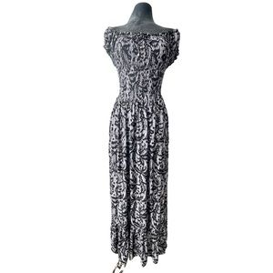 Off Shoulder Maxi Dress Black and White